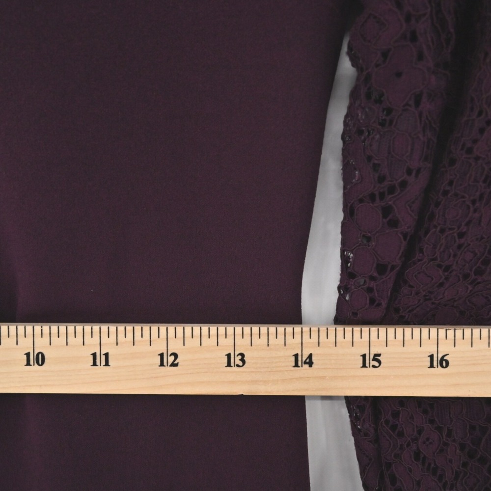 Calvin Klein Burgundy Sheath Dress Size 4 Lace Bell Sleeve Sheath Moody Romantic - Picture 6 of 14